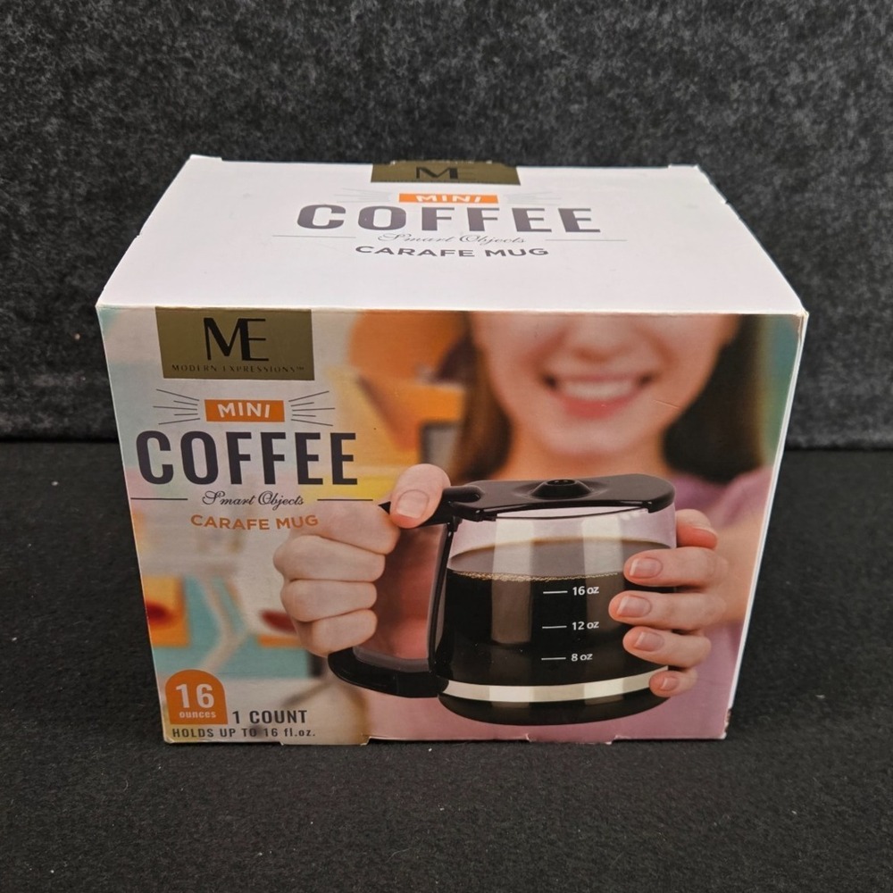 Modern‎ Expressions Mini Coffee Carafe Mug 16oz Glass Smart Objects Novelty Gift
